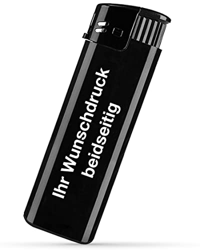 #teamludorf Elektronik Feuerzeug mit Druck beidseitig - 8 Farben - | Logo | Text | Wunschdruck | Nachfüllbar | Werbefeuerzeug | Hochzeit | Partygeschenk | Stammtisch | Logo Druck (schwarz,100) von #teamludorf