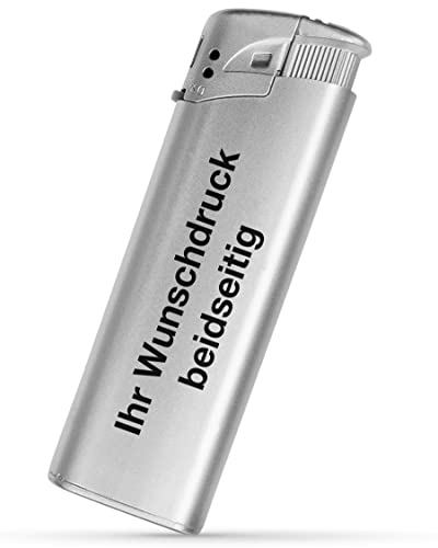 #teamludorf Elektronik Feuerzeug mit Druck beidseitig - 8 Farben - | Logo | Text | Wunschdruck | Nachfüllbar | Werbefeuerzeug | Hochzeit | Partygeschenk | Stammtisch | Logo Druck (Silber,100) von #teamludorf