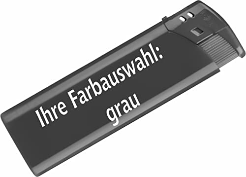 #teamludorf Elektronik Feuerzeug mit Druck beidseitig - 8 Farben - | Logo | Text | Wunschdruck | Nachfüllbar | Werbefeuerzeug | Hochzeit | Partygeschenk | Stammtisch | Logo Druck (grau, 250) von #teamludorf
