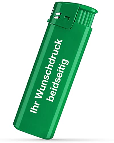 #teamludorf Elektronik Feuerzeug mit Druck beidseitig - 8 Farben - | Logo | Text | Wunschdruck | Nachfüllbar | Werbefeuerzeug | Hochzeit | Partygeschenk | Stammtisch | Logo Druck (grün,100) von #teamludorf