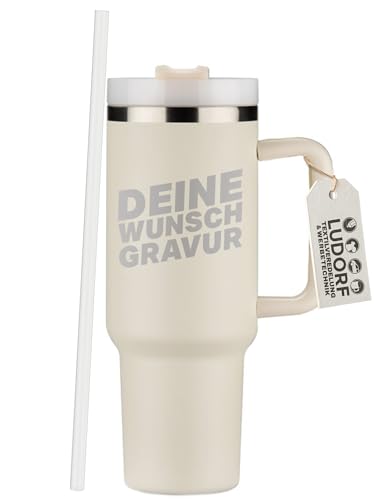 #teamludorf Thermobecher 1L mit Strohhalm & Henkel - Isolierter Trinkbecher Edelstahl, personalisierbar mit Gravur - Kaffeebecher Verschüttschutz & doppelwandig, Warmhaltebecher, Beige #teamludorf Thermobecher 1L mit Strohhalm & Henkel - Isolierter Trinkbecher Edelstahl, personalisierbar mit Gravur - Kaffeebecher Verschüttschutz & doppelwandig, Warmhaltebecher, Beige von #teamludorf
