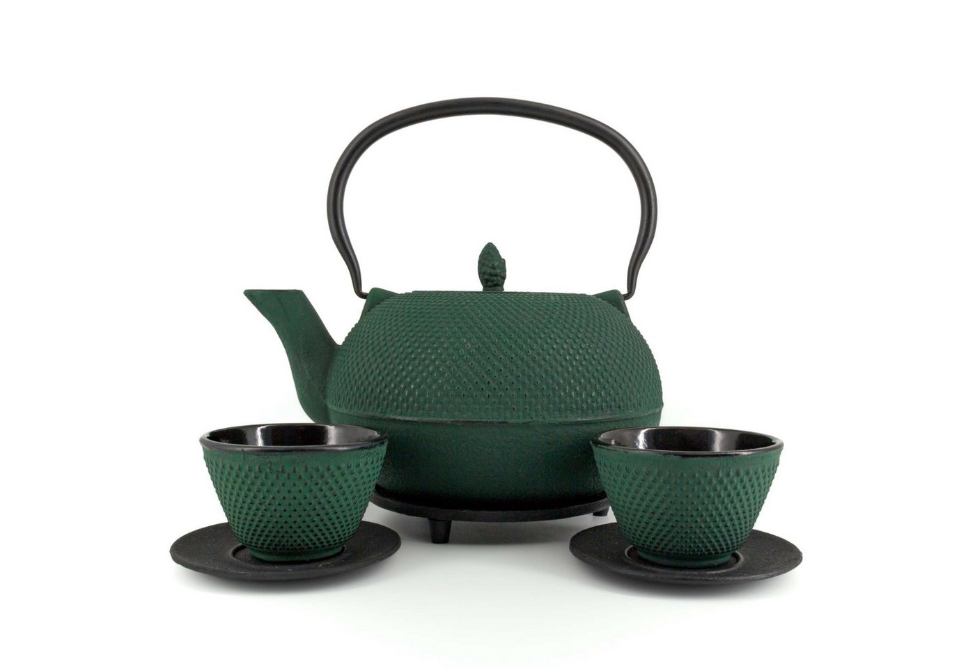 teayumi Teekanne ARARE Tetsubin Komplett-Set Gusseisenkanne 1800 ml Grün, 1.8 l, (Komplett-Set, 8-teilig), mit herausnehmbaren Edelstahlsieb, mit Henkel von teayumi