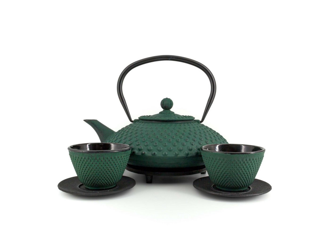 teayumi Teekanne CHIYO Tetsubin Komplett-Set Gusseisenkanne 1200 ml Grün, 1.2 l, (Komplett-Set, 8-teilig), mit herausnehmbaren Edelstahlsieb, mit Henkel von teayumi