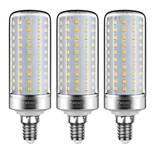 tebio LED Silber Mais Glühbirnen E14 25W 200W Entspricht Glühbirnen Nicht dimmbar 3000K Warmweiß 2500LM Kleine Edison-Schraube Kerze Leuchtmittel, 3er-Pack von tebio