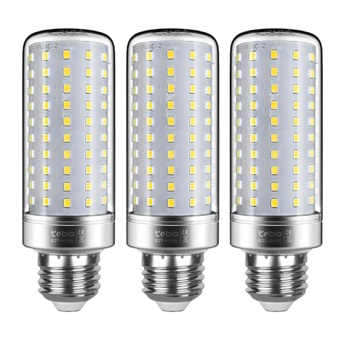 tebio LED Silber Mais Glühbirnen E27 25W 200W Entspricht Glühbirnen Nicht dimmbar 4000K Neutralweiß 2500LM Mittel Edison-Schraube Kerze Leuchtmittel, 3er-Pack von tebio