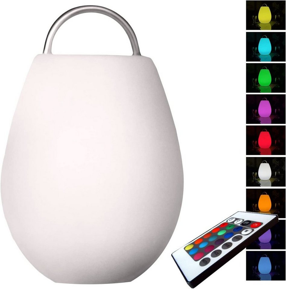 @tec LED Laterne Tischlaterne mit Edelstahlhenkel, LED, Stimmungslampe, Tischleuchte mit RGB Farbwechsel, Lichteffekte, Fernbedienung, kabellose Deko Lampe, Akku Dekoleuchte, Terrassen-Beleuchtung, mit Edelstahlhenkel von @tec