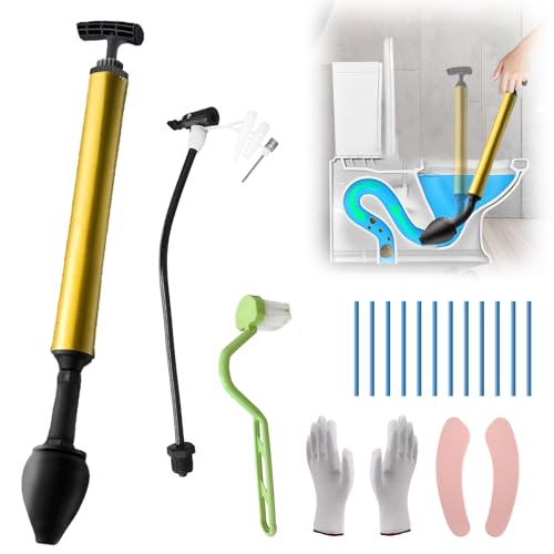 Hochdruck Abflussreiniger Pumpe, Rohrreiniger Druckluft, Rohrreinigungspumpe, Toilettenreinigung Pömpel mit Reinigungsstangen, Abflussverstopfung für Toiletten Küche Badezimmer Dusche Waschbecken Hochdruck Abflussreiniger Pumpe, Rohrreiniger Druckluft, Rohrreinigungspumpe, Toilettenreinigung Pömpel mit Reinigungsstangen, Abflussverstopfung für Toiletten Küche Badezimmer Dusche Waschbecken von techextra