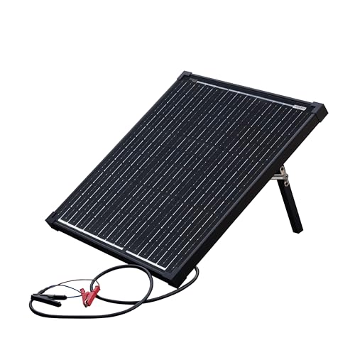 Technaxx 50W Solar Ladeset TX-214 - Monokristallines tragbares Solarpanel mit Laderegler inkl. LCD-Anzeige - Ideal für Garten, Camping, etc. lädt z.B. eine Auto- oder eine Wohnmobil-Batterie von technaxx