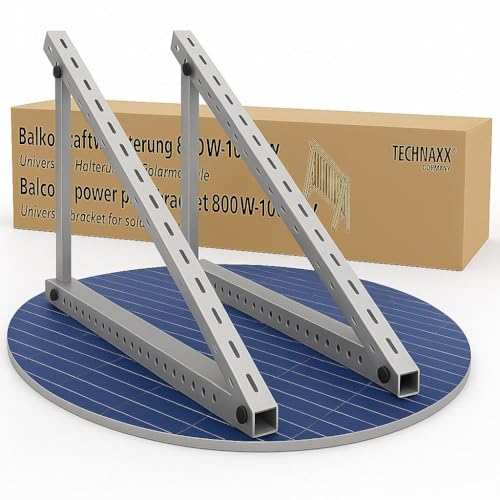 Technaxx Balkonkraftwerkhalterung PRO TX-309 – Verstellbare Solarmodul Halterung für 800–1000 W – Robuste Halterung für Balkon, Wand, Flachdach & Boden – DGS-Zertifiziert – Statisch Geprüft von technaxx
