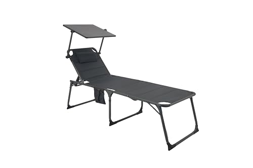 Technaxx Klappbare Sonnenliege mit 20W Solar-Sonnenschutz TX-275 - Verstellbare Rückenlehne, 120 kg Tragkraft, IP54, USB-A & USB-C Anschlüsse, mit Seitentaschen zum Aufbewahren - Ideal Für Camping und von technaxx