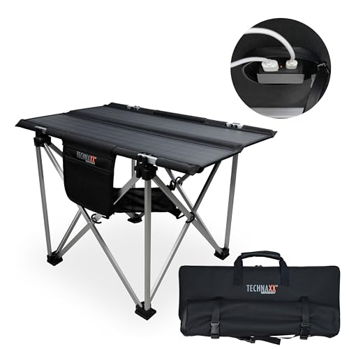 Technaxx Klappbarer Solar-Campingtisch TX-251 - Tragbares Solarpanel-Ladegerät mit 2xUSB-Ladeanschlüssen und kompaktem Design - Ideal für Camping und Outdoor, Schwarz von technaxx
