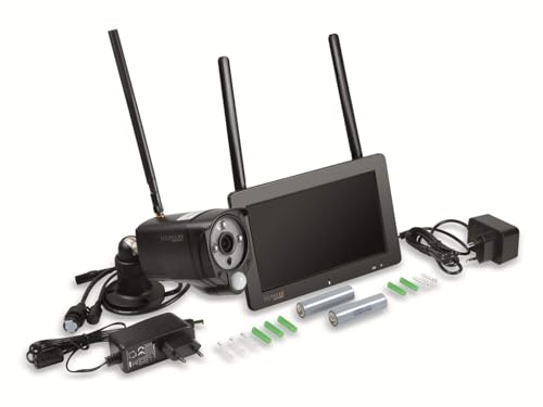 Technaxx Überwachungskamera mit Aufzeichnung, Monitor für Videoüberwachung mit 7" Display - FullHD, IP66, Mikrofon, Lautsprecher, 3 IR-LEDs für optimale Nachtsicht - Funk Kamera Set TX-128 von technaxx