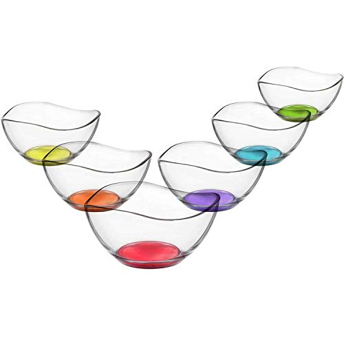 technic24 LAV 6tlg Glasschalen Vira mit farbige Boden Schalen Glasschale Dessertschale farbige Glasschale Vorspeise Glas Gläser 310ml von technic24