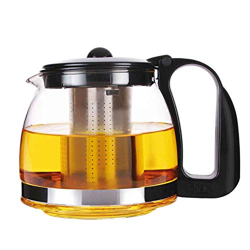 Michelino Glas Teekanne mit abnehmbare Edelstahl-Sieb Teebereiter, 700 ml, schwarz Michelino Glas Teekanne mit abnehmbare Edelstahl-Sieb Teebereiter, 700 ml, schwarz von technic24