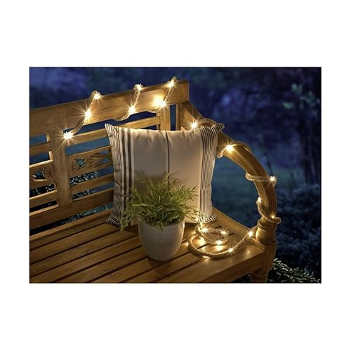 technik@all LED Lichterkette,Hanfseil' 3,1m + 0,5m Zuleitung Seil-Girlande | batteriebetrieben | 35 Micro-LED warmweiß | smarte Timerfunktion oder Dauerbetrieb | flexibel einsetzbar von technik@all