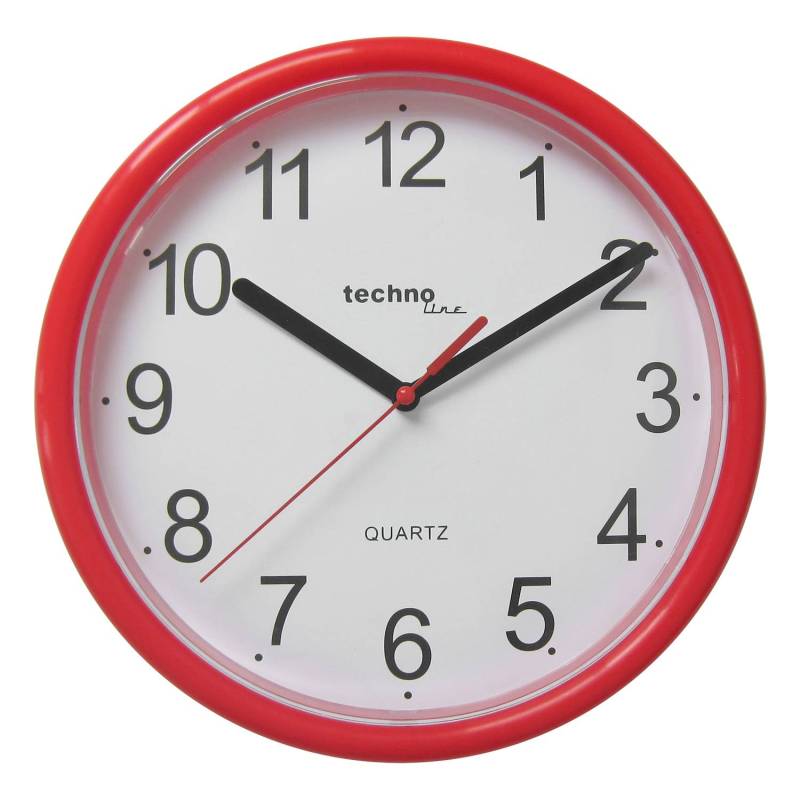 home24 Wanduhr WT 600 Kunststoffrahmen / Kunststoffabdeckung Ø 25cm Rot/Rot von home24
