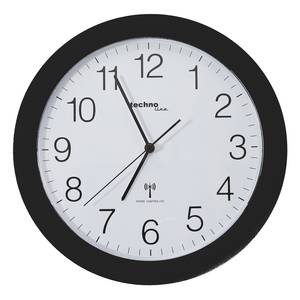home24 Wanduhr WT 8000 Kunststoffrahmen / Kunststoffabdeckung Ø 30cm Schwarz/Schwarz von home24