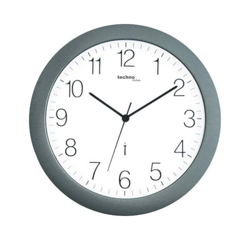 technoline Funkwanduhr Technoline WT 8000 Wanduhr silber im modernen Design. von technoline