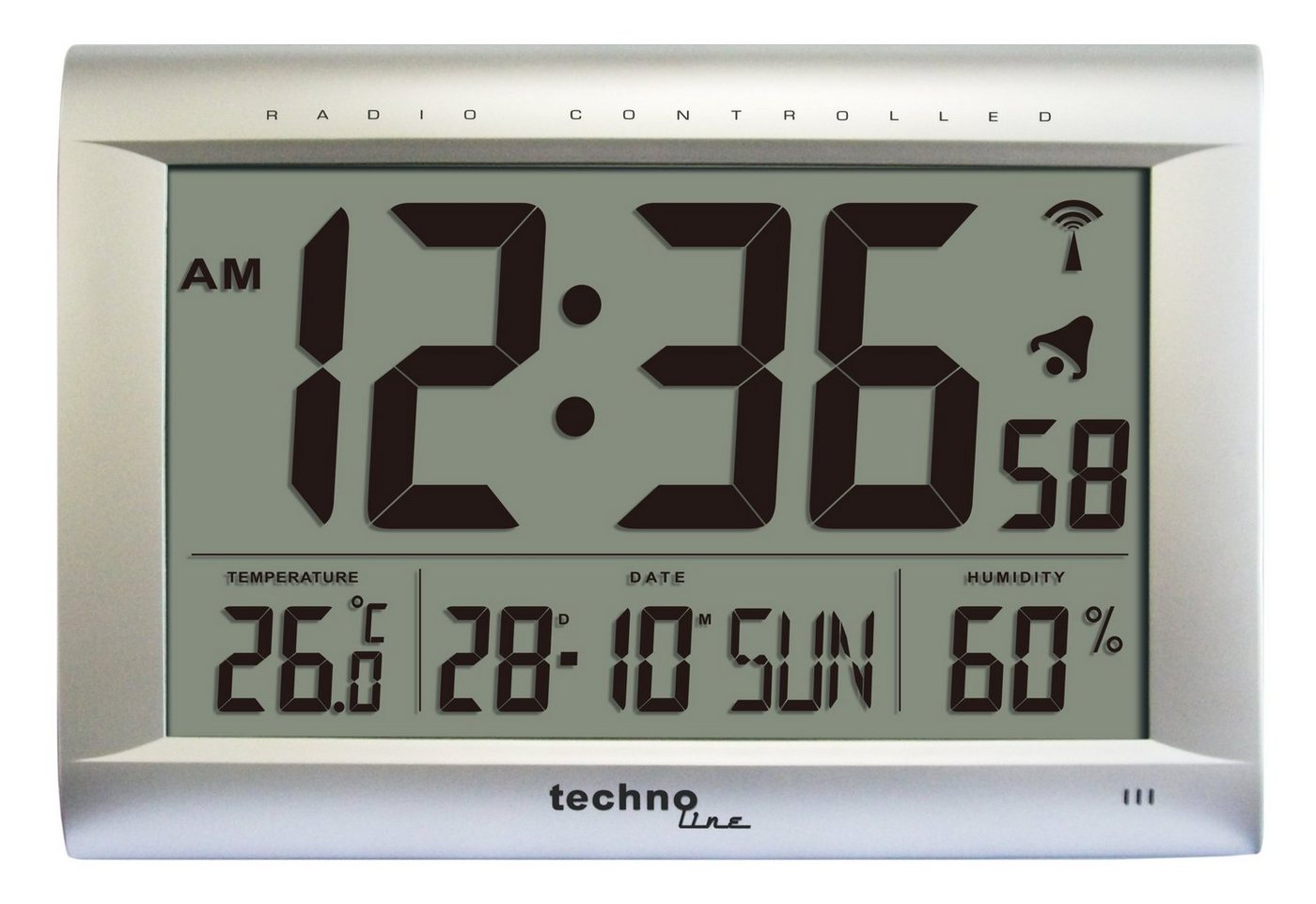 technoline Funkwanduhr WS 8009 (mit Jumbo-LCD Anzeige) von technoline