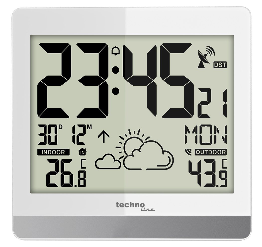 technoline Funkwanduhr WS 8119 (mit Wettervorhersage und Außensender) von technoline