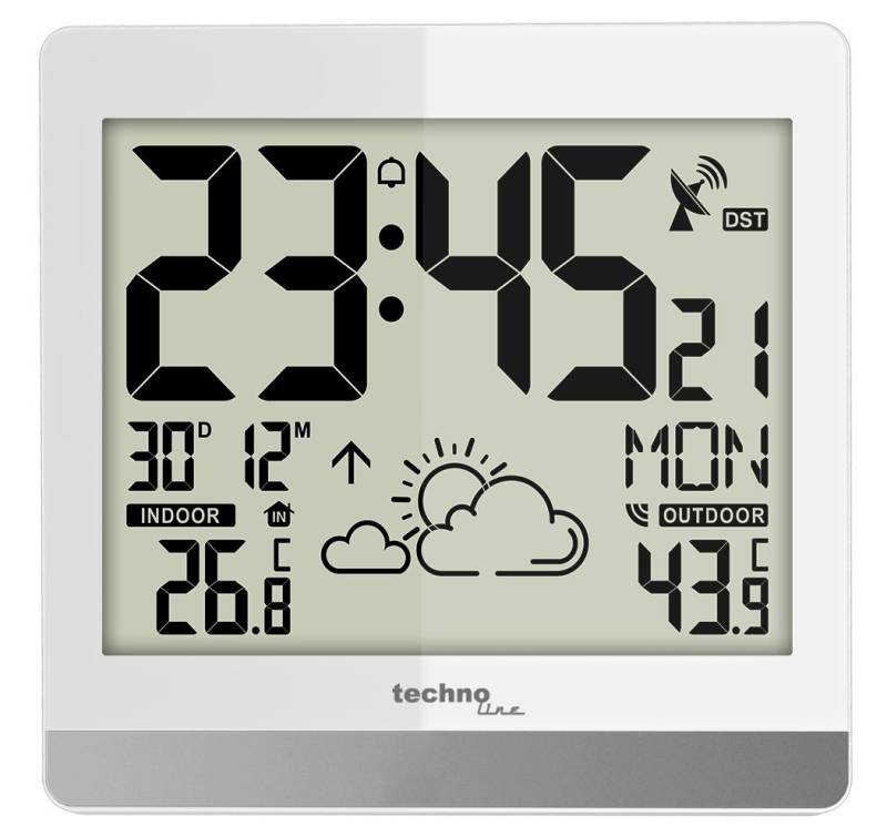 technoline Funkwanduhr WS 8119 (mit Wettervorhersage und Außensender) von technoline