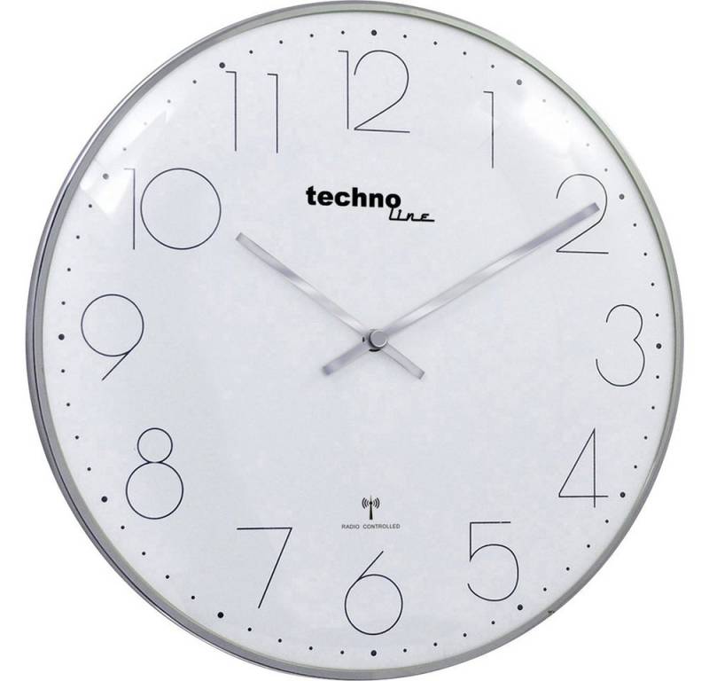 Techno Line Wanduhr Techno Line WT 8235 chrom-optik Funk Wanduhr 350 mm x 25 mm Chrom von Techno Line