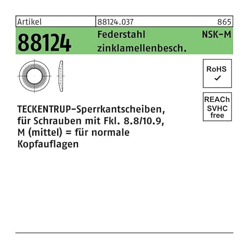 ART 88124 TECKENTRUP-Sperrkantscheiben C 60 flZnnc NSK-M 4 flZn S von teckentrup