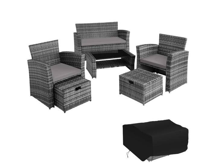 Rattan Sitzgruppe Modena 3+2+1 inkl. Schutzhülle Rattan Sitzgruppe Modena 3+2+1 inkl. Schutzhülle von tectake