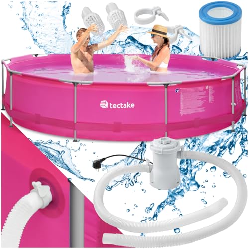 TecTake 800580 Swimming Pool, Leichter Auf- und Abbau, robuste und Starke Folie (Pink | Ø 360 cm) von tectake