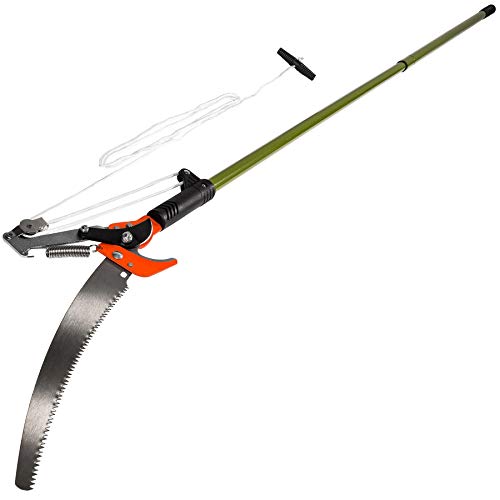 tectake® Astschere Teleskop mit Seilzug und Säge, Handsäge, Baumsäge, Baumschere Hochentaster, Gartenwerkzeug mit Teleskopstange mit Sägeblatt 161-258 cm ausziehbar von tectake