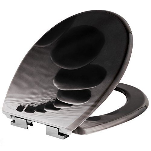 tectake Toilettendeckel mit Absenkautomatik WC Brille Klobrille - Diverse Modelle (Steine | Nr. 402260) von tectake