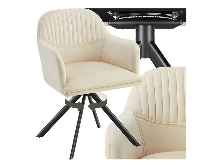 Tectake tectake Esszimmerstuhl Samt-Drehstuhl (1er Set, 1 St), gepolstert, beige schwarz von tectake