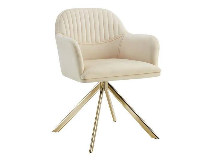 Tectake tectake Esszimmerstuhl Samt-Drehstuhl (1er Set, 1 St), gepolstert, beige von tectake