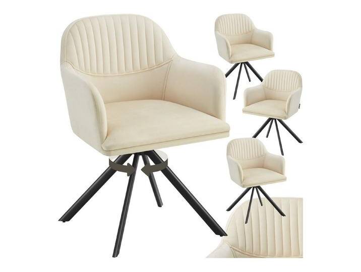 Tectake tectake Esszimmerstuhl Samt-Drehstuhl (4er Set, 4 St), gepolstert, beige schwarz von tectake