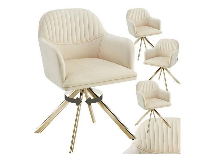 Tectake tectake Esszimmerstuhl Samt-Drehstuhl (4er Set, 4 St), gepolstert, beige von tectake