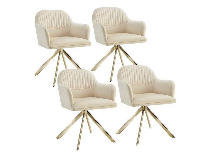 Tectake tectake Esszimmerstuhl Samt-Drehstuhl (4er Set, 4 St), gepolstert, beige von tectake