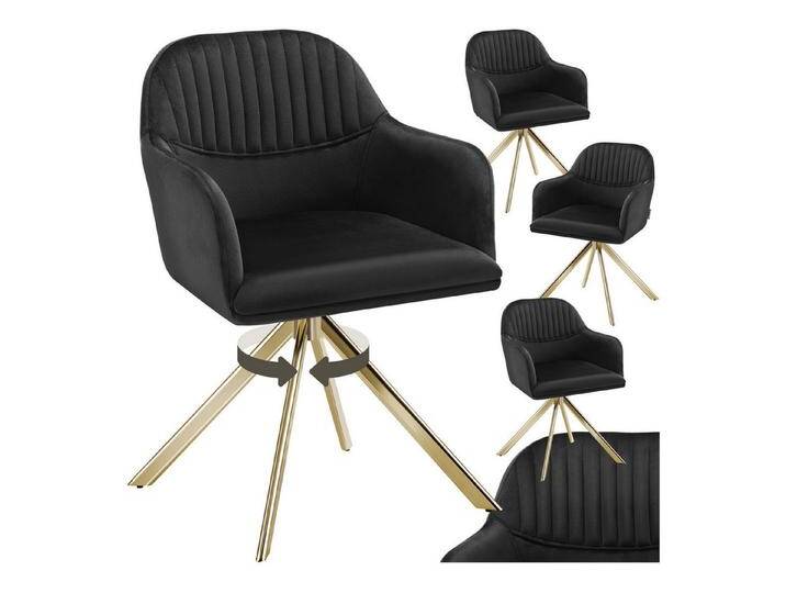 Tectake tectake Esszimmerstuhl Samt-Drehstuhl (4er Set, 4 St), gepolstert, schwarz von tectake