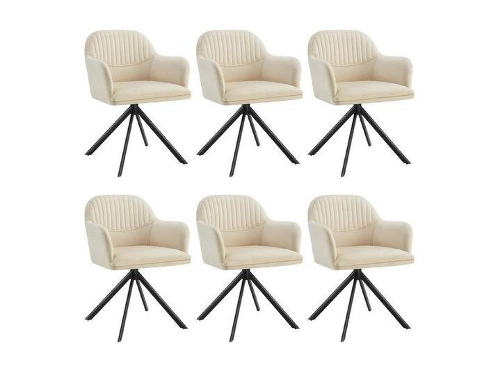Tectake tectake Esszimmerstuhl Samt-Drehstuhl (6er Set, 6 St), gepolstert, beige schwarz von tectake
