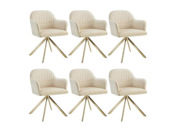 Tectake tectake Esszimmerstuhl Samt-Drehstuhl (6er Set, 6 St), gepolstert, beige von tectake