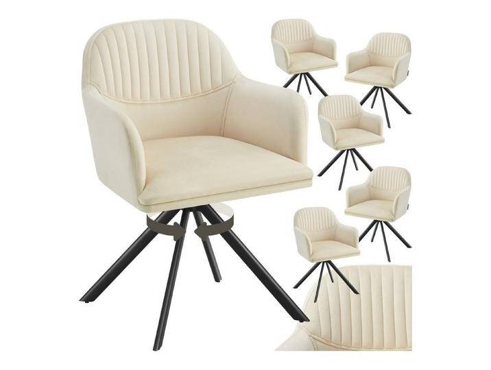 Tectake tectake Esszimmerstuhl Samt-Drehstuhl (6er Set, 6 St), gepolstert, schwarz beige von tectake