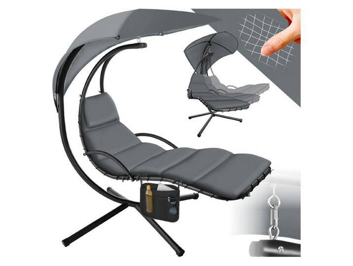 Tectake tectake Hängesessel Hängeliege, großes Sonnendach mit UV-Schutz, grau, grau, grau von tectake