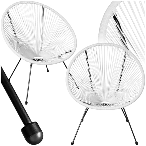 tectake® 2er Set Stuhl Acapulco Design, Gartenstuhl, Gartenstühle im Retro Design, Indoor und Outdoor Sessel für Garten, Wintergarten, als Terrassenstühle oder Balkon Sessel - weiß von tectake