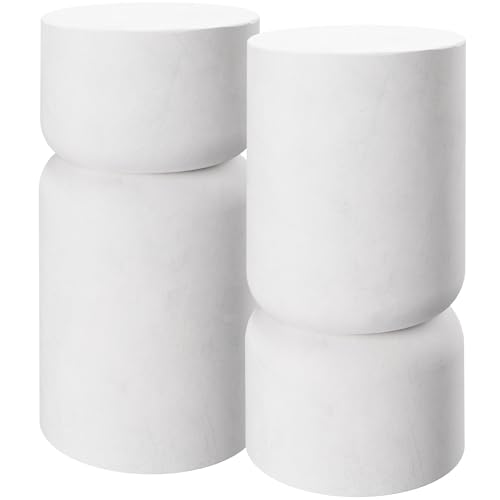 tectake® 2er Set runder Couchtisch weiß, Beistelltisch rund, Aesthetic Room Decor, Moderne Möbel für Wohnzimmer, Schlafzimmer, als Coffee Table, Side Table oder Nachttisch von tectake