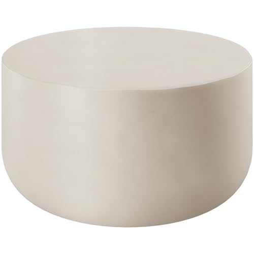 tectake® Couchtisch rund, Beistelltisch für in- und Outdoor, runder Side Table als Wohnzimmer oder Balkon Möbel, als Coffee Table, Gartentisch, Couch Tisch, Aesthetic Room Decor - weiß von tectake