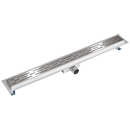 tectake® Edelstahl Duschrinne, Abfluss Dusche, Bodenablauf Dusche, begehbare Dusche, Ablaufrinne, Duschablauf, Duschabfluss Rinne mit Siphon, Sieb und Geruchsstopp - Duschrinne 80cm von tectake