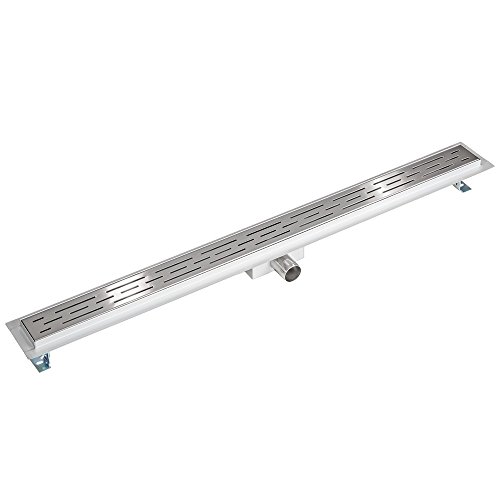 tectake® Edelstahl Duschrinne, Abfluss Dusche, Bodenablauf Dusche, begehbare Dusche, Ablaufrinne, Duschablauf, Duschabfluss Rinne mit Siphon, Sieb und Geruchsstopp - Duschrinne 100cm von tectake