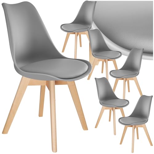 tectake® Esszimmerstühle 6er Set, Stühle mit Schalensitz, Küchenstühle modern, Essstühle, Wohnungseinrichtung skandinavisch für Wohnzimmer, Esszimmer, Küche und Büro - grau, 6er Set von tectake