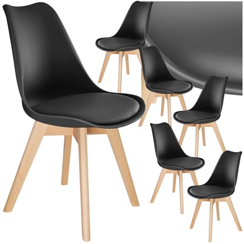 tectake® Esszimmerstühle 6er Set, Stühle mit Schalensitz, Küchenstühle modern, Essstühle, Wohnungseinrichtung skandinavisch für Wohnzimmer, Esszimmer, Küche und Büro - schwarz, 6er Set von tectake