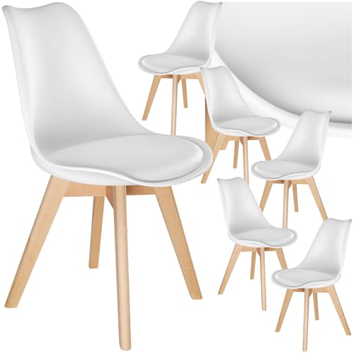 tectake® Esszimmerstühle 6er Set, Stühle mit Schalensitz, Küchenstühle modern, Essstühle, Wohnungseinrichtung skandinavisch für Wohnzimmer, Esszimmer, Küche und Büro - weiß, 6er Set von tectake