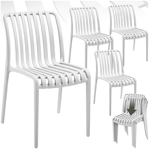 tectake® Gartenstühle stapelbar, Gartenmöbel Set, Balkon Möbel, Bistro Set, Sessel, Outdoor Möbel, Balkonmöbel, Terrassenmöbel - Creme, 4er Set von tectake